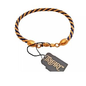 Vintage Trifari Dainty Twist Rope Bracelet Gold Tone Blue New Old Stock 7 Inch